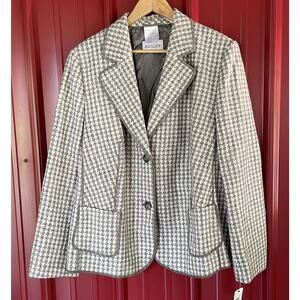 Basler Blazer Jacket 2 Button‎ Wool Houndstooth Lined Womens 48 New